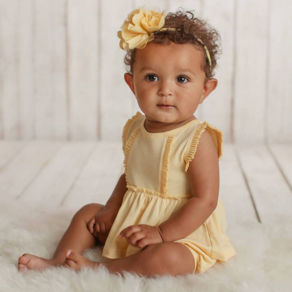 NEW LEMON LOVES LAYETTE daisy dress set in butter yellow